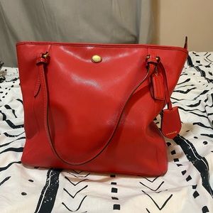 Red leather Coach purse